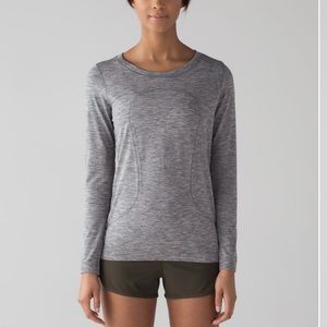 Lululemon swiftly tech long sleeve (breeze) relaxed fit shirt grey slate white